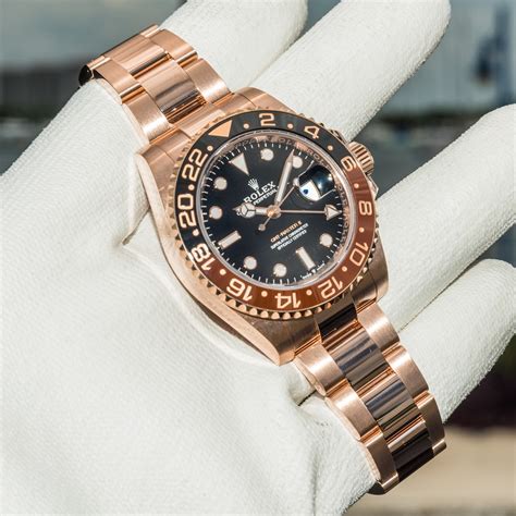 rolex rose gold gmt for sale|rolex gmt 2 half gold.